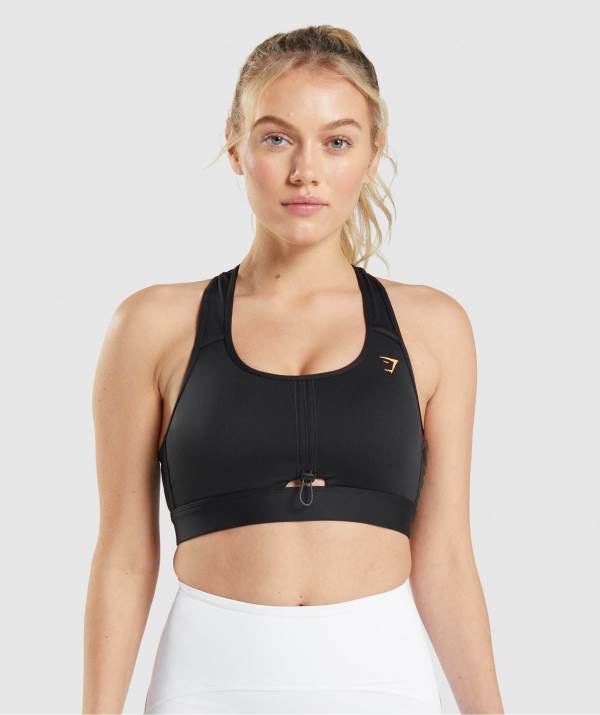 Damske Športové Podprsenky Gymshark Pulse Čierne Marhule / Oranžové | US7894506